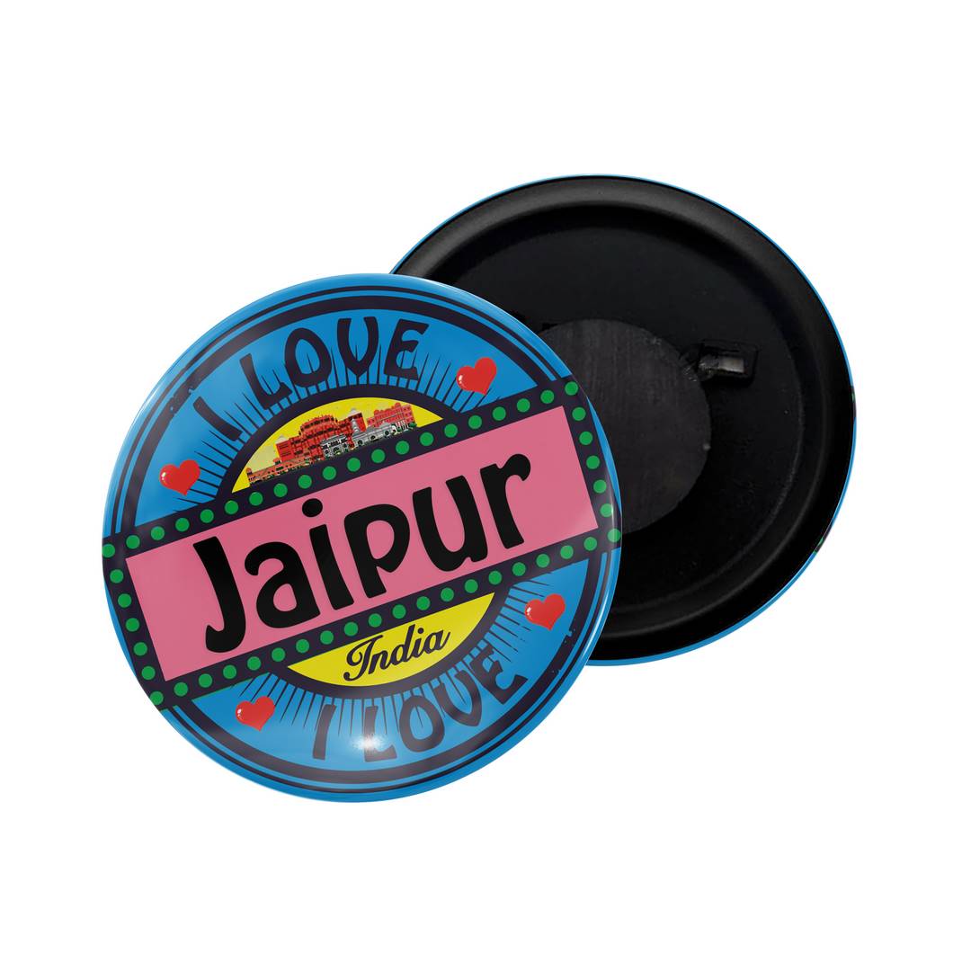 dhcrafts Fridge Magnet Multicolor I Love Jaipur Glossy Finish Design Pack of 1 (58mm)